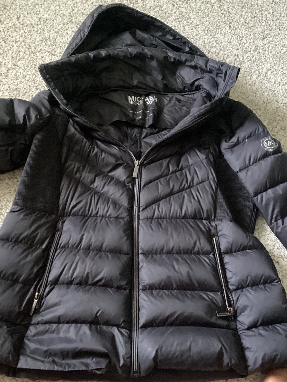 Michael Kors Black Quilted Hooded Puffer Jacket
